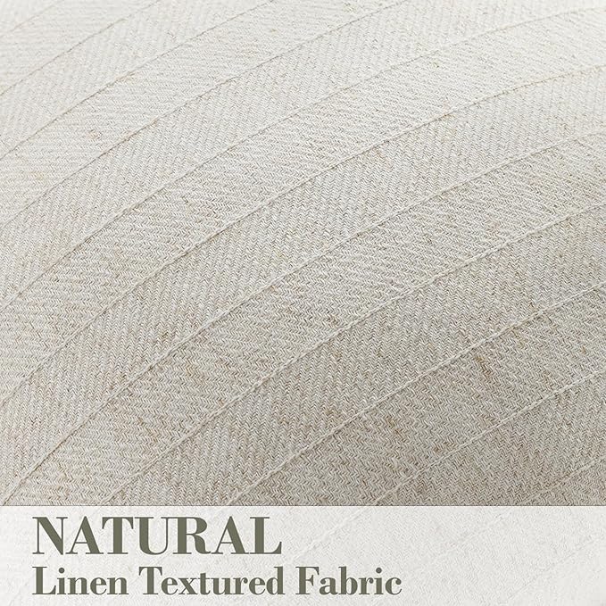 16x16 Linen Pillow Covers Beige Pack of 2 Farmhouse Boho Neutral Accents Striped Textured Square Decorative Throw Pillow Cases for Living Room Couch Bed Home Decor