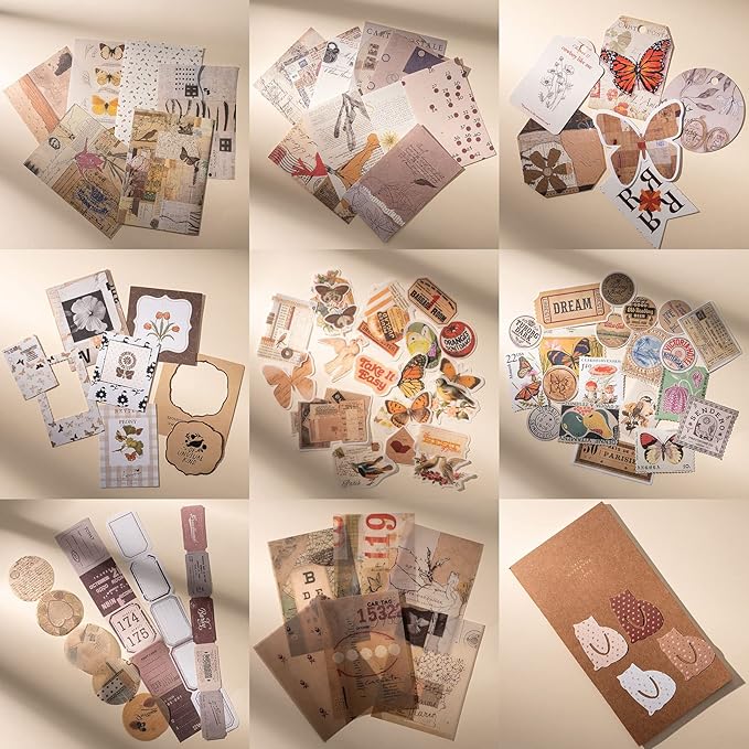 YagCu Aesthetic Journaling Supplies Kit, Bullet Journals Set Junk Journal, Vintage Scrapbooking Stationary, Arts Craft Scrapbook kit, Large Collection for Teenage Girls Women Adults Beginners