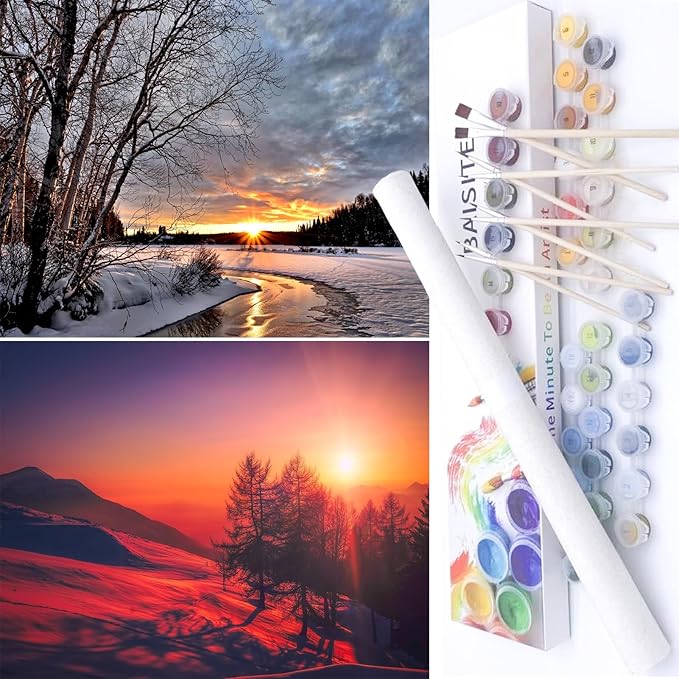 BAISITE Paint by Numbers Kit for Adults Beginners,16" Wx12 L 2 Pack Canvas for Painting Kits for Adults in Colorful Box-BAIPBN617-618