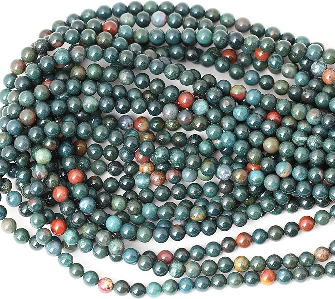 60PCS 6mm Natural Indian Bloodstone Round Loose Beads for Jewelry Making DIY Bracelet Necklace Materials 1 Strand 15"