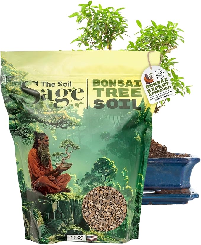 2.5qts Premium Bonsai Mix - U.S.A. Made Ready to Use - Akadama, Pumice, Lava Rock, Fine Pine Bark - Large Bag for All Bonsai Tree - High Drainage Potting, Repotting