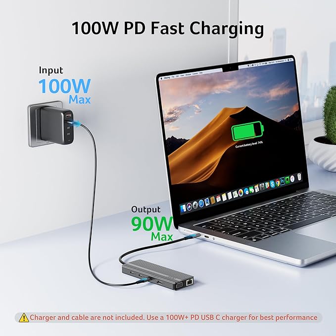 Acer 11 in 1 USB C HUB Multiport Adapter with 4K@60Hz HDMI, 1080P VGA, 2x10Gbps USB C, 2x5Gbps USB A, 100W PD Port, 1000Mbps Ethernet, SD/TF, Docking Station Dual Monitor for PC, Laptop, Desktop
