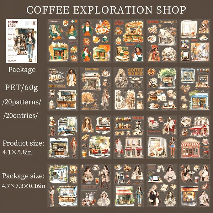 Snycler 2 Books for Girls Journaling People Stickers for Scrapbooking 480 Pre-Cut Pet Transparent Stickers for Journaling Scrapbooking Supplies