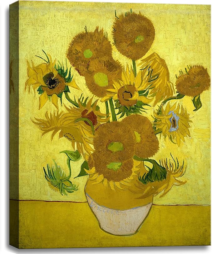 msspart Sunflowers by Vincent Van Gogh Canvas Wall Art Flower Vase Painting Giclee Print Floral Picture for Home Decor 24"x36"