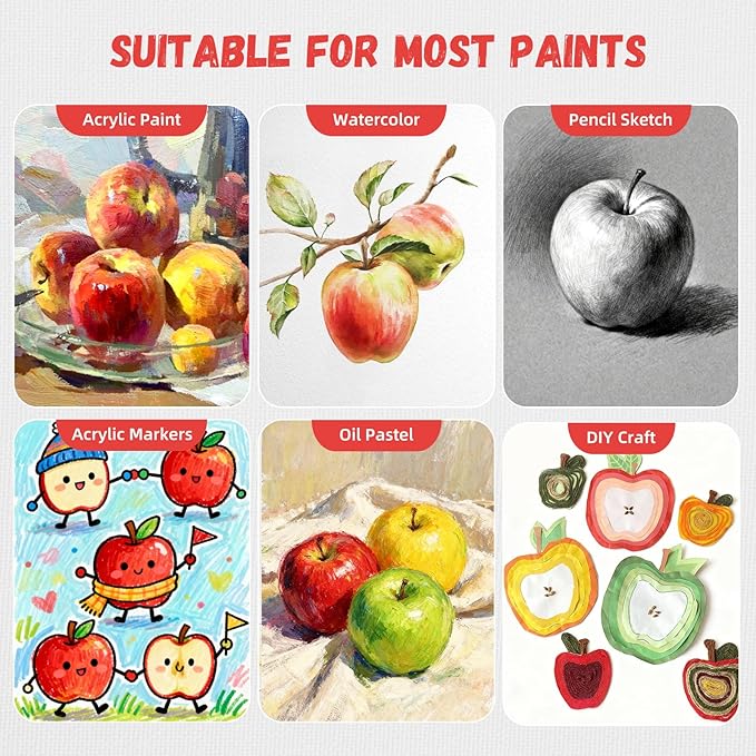 Simetufy 16 Pcs 4 Sizes Painting Canvas Boards 4 Each of 6x8, 8x10, 10x12, 12x16, 100% Cotton Blank Paint Canvas Panels for Oil Acrylic Watercolor, Acid-Free for Kids & Artists Gift
