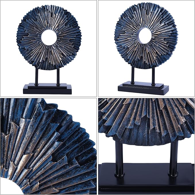CECKQUE Minimalist Round Statue Above Cabinet Decor Kitchen, Modern Decorative Sculpture Home Decorations for Living Room Coffee Table, Office Decor Items, Center Pieces Decoration (Blue)