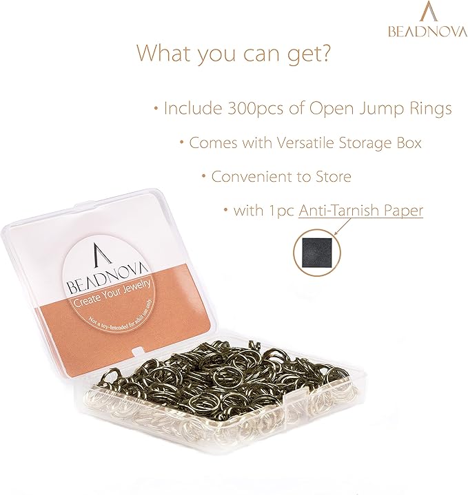BEADNOVA 10mm Jump Rings Copper Jewelry Open Jump Rings for Jewelry Making Accessories Makings for Keychains (300Pcs)