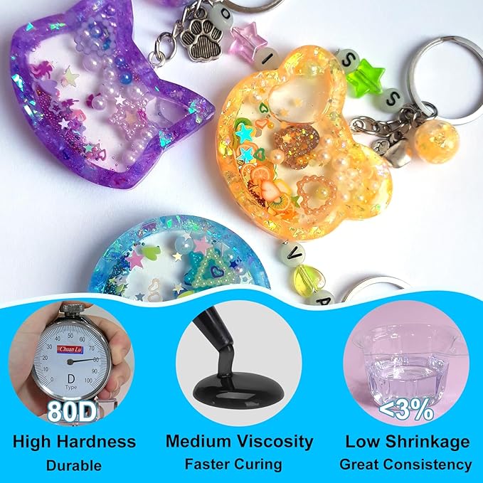JDiction UV Resin Kit - 8 Colors, 240g Odorless Hard Rainbow Colored UV Resin for Jewelry Making, Casting and Coating, Crafts and Decoration