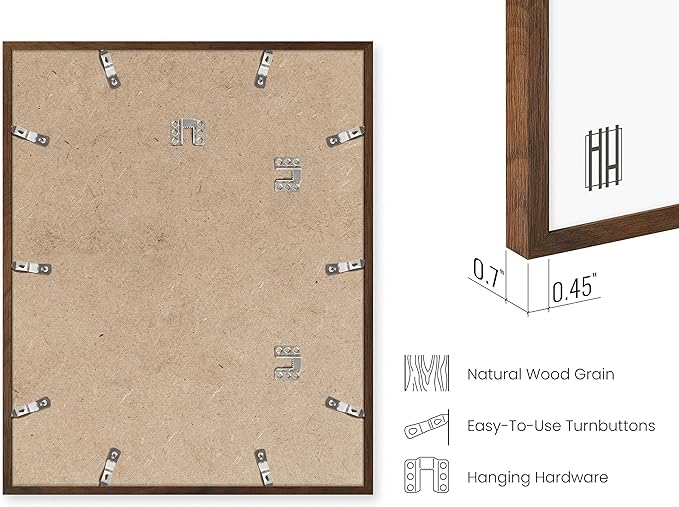 HAUS AND HUES 16x20 Walnut Oak Frame Set of 3 - Wooden Poster Holders, Rustic Gallery Wall Display