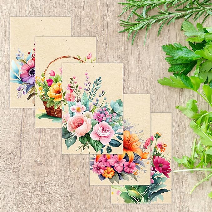 PARTH iMPEX 36 Blank Floral Note Cards With Envelopes - 4 x 6 inch All Occasion Greeting Cards, Cute Vintage Flowers Stationery Thank You Notecards and Sealing Stickers