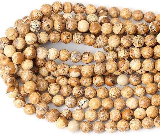 35PCS 10mm Natural Picture Jasper Stone Round Loose Beads for Jewelry Making DIY Findings 1 Strand 15"