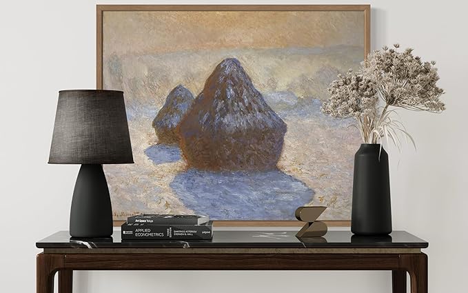 Haystacks Claude Monet Wall Art Print Poster, Impressionist Painting Wall Art Wall Decor, for Bedroom and Living room Bathroom Decor 115 (Haystacks, 11 x 14 inches, Wood Frame)
