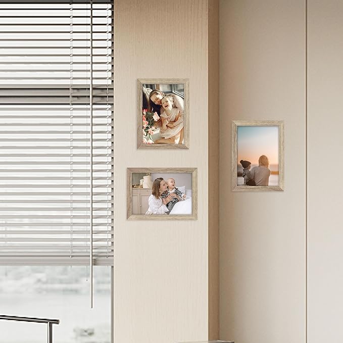 Memory Island 5x7 Photo Frames for Wall and Tabletop Display, 5 by 7 Walnut Wood Grain Picture Frames with HD Plexiglass, Set of 15