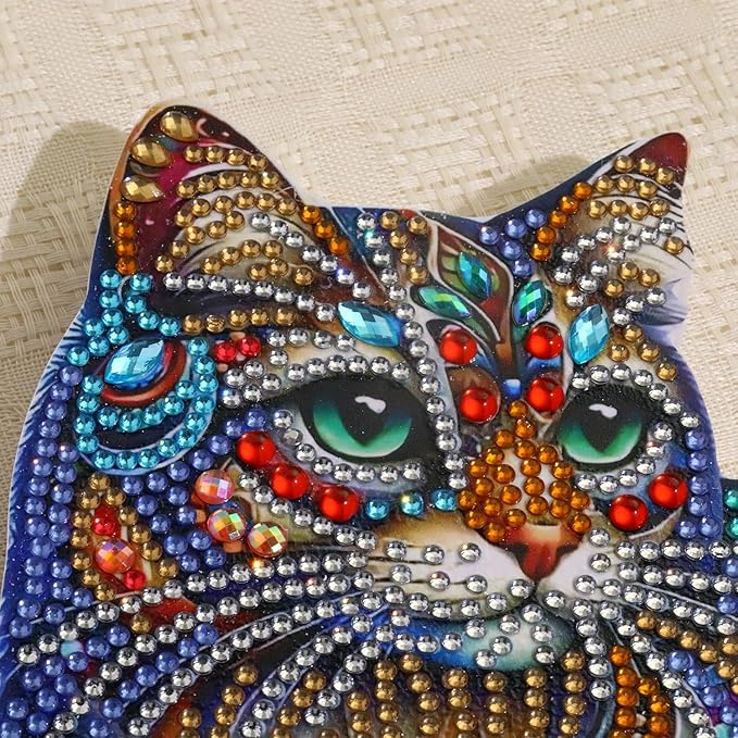 Yanfairy Tabletop Diamond Art Kits for Adults - Cat Diamond Painting Figurines Ornaments, DIY 5D Diamond Art Statues Diamond Dots Sculpture Special Shaped Paintings with Diamonds Gem Art and Crafts