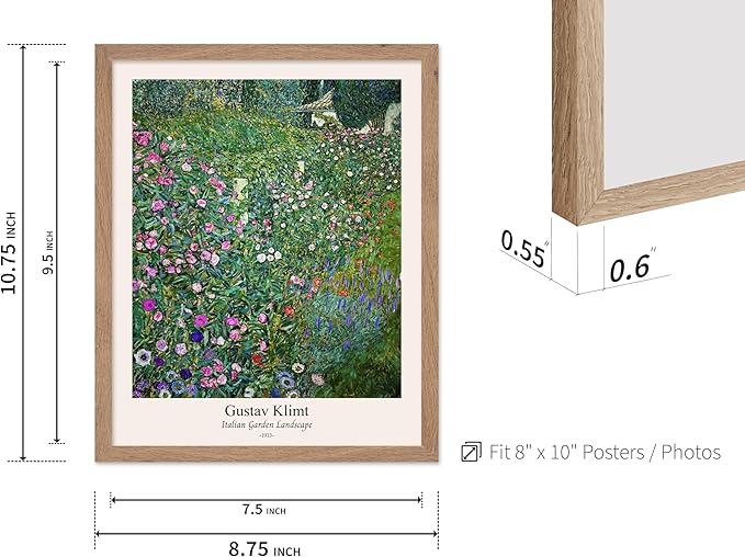 Poster Master Vintage Gustav Klimt Poster - Retro Italian Garden Landscape Print - Art Nouveau - Floral Art - Botanical Art - Classic Painting - Aesthetic Living Room Decor - 8x10 Beige Framed