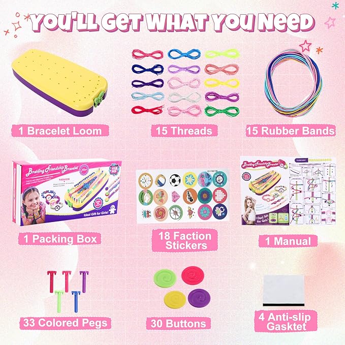 VIDIBESTY Stretchy Bracelet Making Kit for Girls 6-12, Elastic String DIY Arts & Crafts Bulk Toy Set, Friendship Jewelry Maker Tool, Popular Christmas Birthday Gifts for Kids Ages 7 8 9 10 11(112PCS)