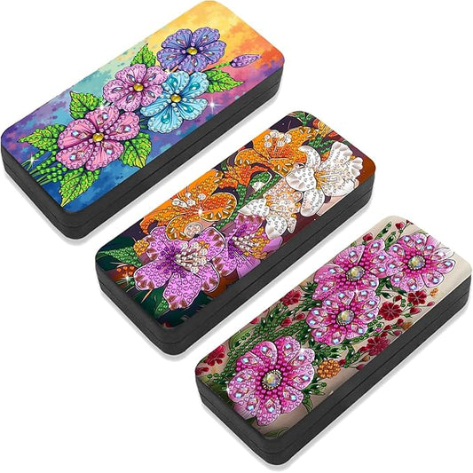 Leatrice 3pcs 5d Diamond Art Kits for Adults Small Diamond Painting Kit Eyeglass Case Hard Shell Gem Art Paint by Diamonds Dots DIY for Beginner Women