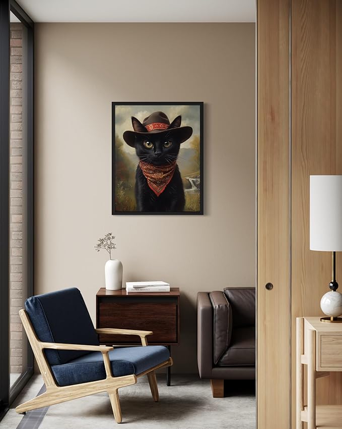 Bandit Cat Art Poster Print, Cat Kitten Painting Humor Portrait Pet Artwork Decor Gallery A8 (Bandit Cat, 8 x 10 inches, Unframed)