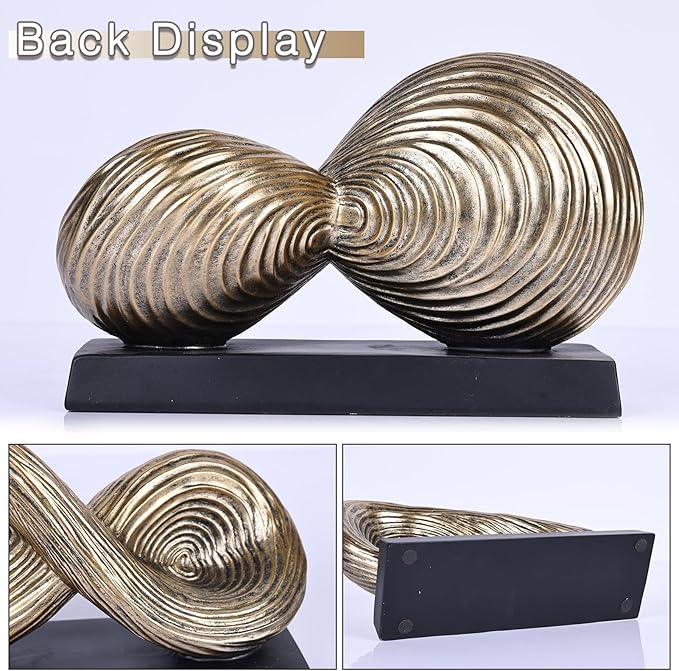 orenm Modern Infinity Loop Symbol Sculpture,Abstract Art Geometric Knot Home Decorations,Unique Shelf Decor Sculpture for Desk Paperweights,Entryway Table,Living, Coffee Table Decor (Gold)
