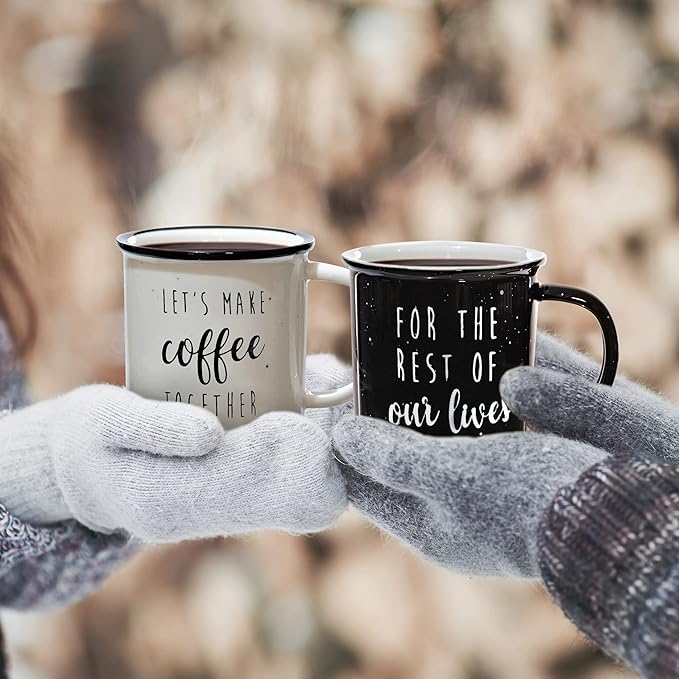 MAINEVENT Let's Make Coffee Together Couple Mug Set 11 Ounce, Married Couple Wedding Gift