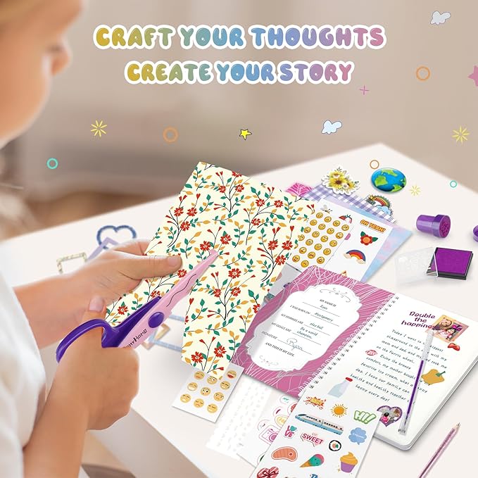 PERRYHOME 2-Pack DIY Journal Kit for Girls - 200+Pcs Journal Set for Tween & Teen Girls, Journaling Art & Crafts Kits, Christmas Gifts for 8 9 10 11 12 13 14 Year Old Girl,Scrapbook&Diary Supplies Set
