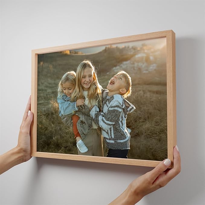 Mixtiles Official Custom Photo Tiles - Magnetic Wall Frames - Adhesive Sticker, no Nails - Personalized Printed Photos - Various Sizes and Frames - 16x12-1-Tile - Normal Oak