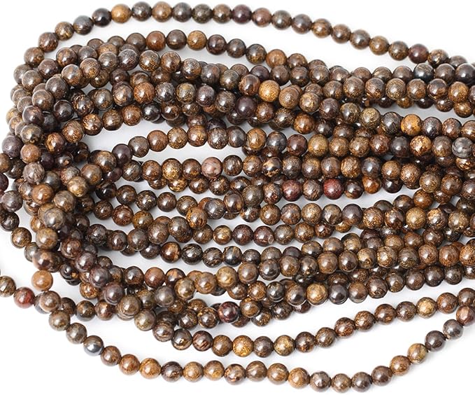 60PCS 6mm Natural Bronzite Gemstone Round Loose Beads for Jewelry Making DIY Handmade 1 Strand 15"