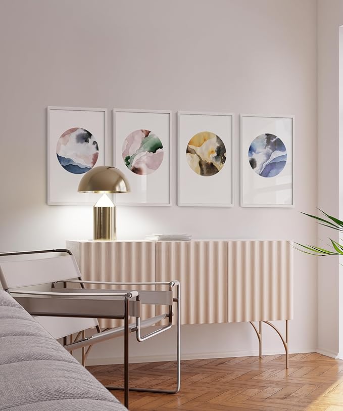 HAUS AND HUES 20x30 White Aluminum Frame Set of 4 - Premium Build, Vertical & Horizontal Hanging, Shatterproof Plexiglass (20x30 in, White)