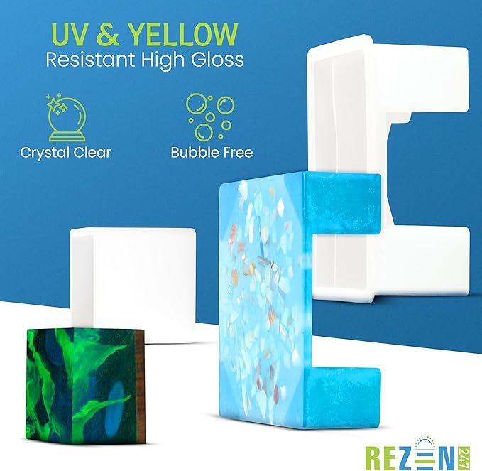 Zen247 Epoxy Resin Kit with Molds - Complete Set - Unique Resin Molds Kit with Crushed Seashells for Ornaments - Glow in The Dark Pigment
