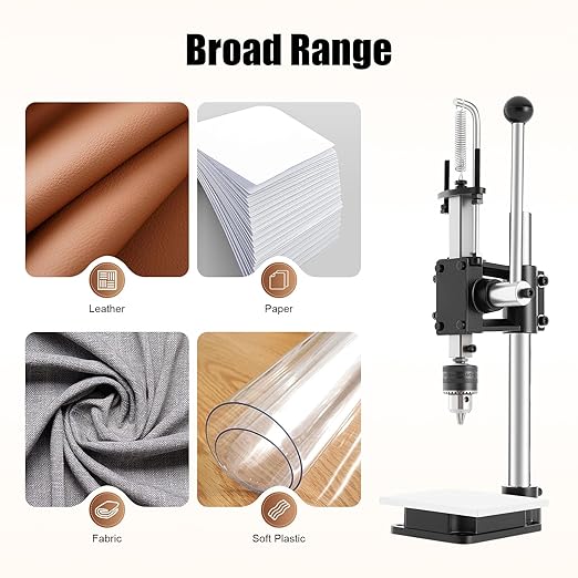Leather Press, Leather Embossing Machine, Manual Press Puncher with PP Plate and Aluminum Plate, for DIY Craft, Punching, Pronging, Stamping Process