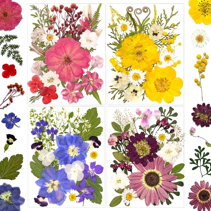 90 Pcs Dried Pressed Flowers for Resin Molds, Real Natural Bulk Dry Wildflowers Leaves Perfect for Epoxy, DIY Crafts, Nails, Soap Candles Jewelry Making, and Home Decor