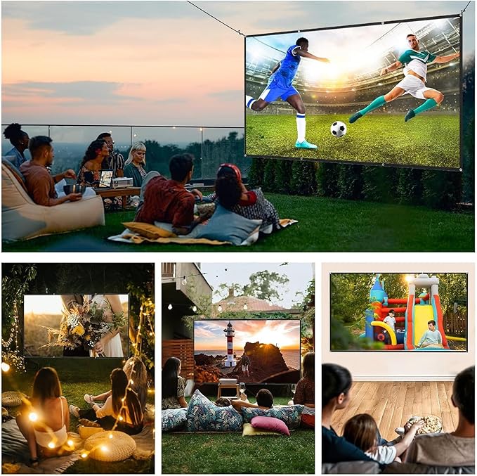AAJK ALR Projector Screen, 4K Movie Projector Screen 16:9 HD Foldable Anti-Crease Portable Projector, Movies Screen for Home Theater Outdoor Indoor Support Double Sided Projection (80in Pro)