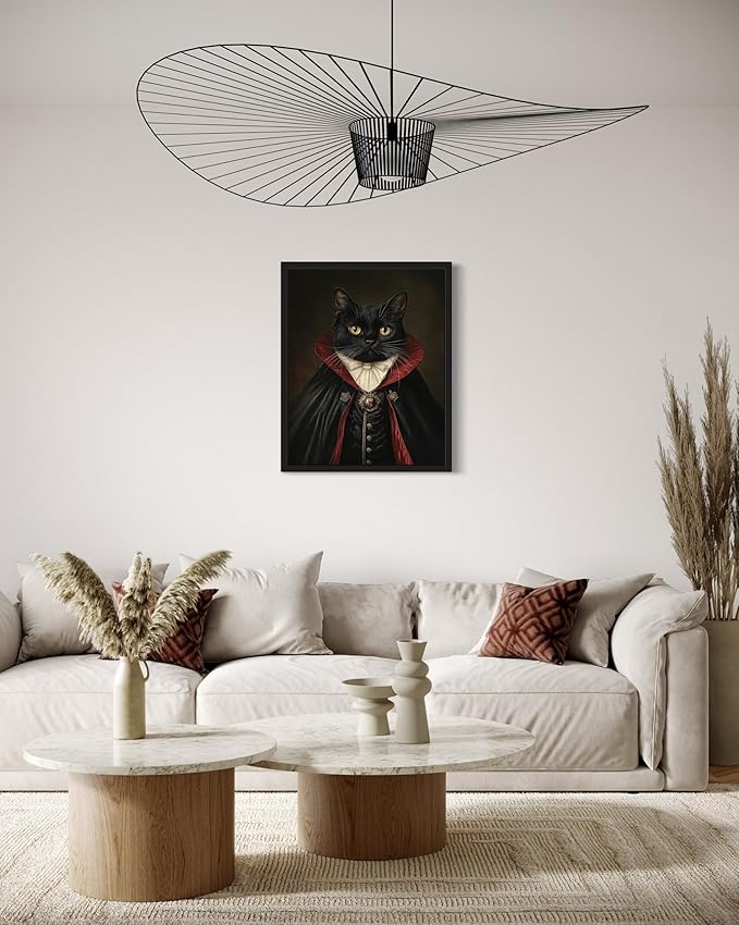 Dracula Portrait Art Poster Print, Cat Kitten Painting Humor Pet Artwork Decor Gallery A8 (Dracula Portrait, 8 x 10 inches, Unframed)