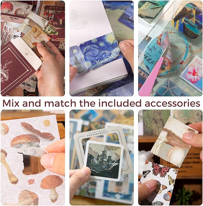 Funto Scrapbooking Kit(116 PCS), Oil Painting Series-Morning Breeze, Perfect for Bullet Scrapbooking Materials, Planner DIY Arts Craft Collage