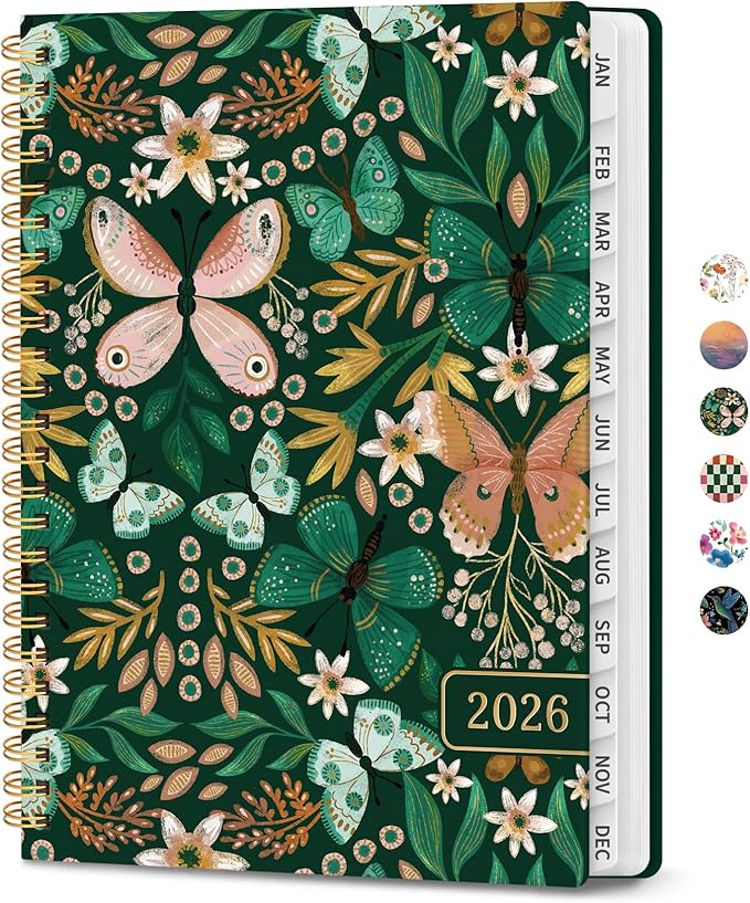 2026 Planner, Weekly and Monthly Calendar Planner for Women, Jan 2026 - Dec 2026, Hardcover Planning Agenda book with Tabs, Spiral Bound, Inner Pocket, Perfect for School Office Supplies, 8.5" x 11" - Butterfly