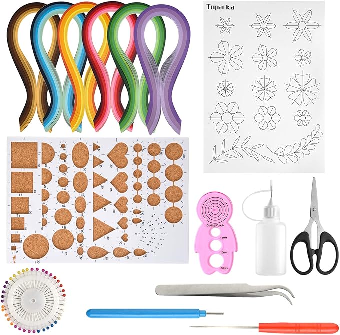 TUPARKA 15 PCS Paper Quilling Kits with 29 Colors 600 Strips Quilling Paper DIY Design Drawing Handcraft Tool