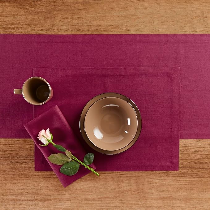 Solino Home Linen Table Runner 60 Inches - 100% Pure Linen Beet Table Runner 14 x 60 Inch Ideal for Dresser and Coffee Tables - Valentines, Winter - Diana Medium Weight