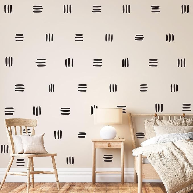 Line Wall Decals Modern Geometric Wall Stickers Black Vinyl Stickers for Wall Removable Peel and Stick Irregular Stripe Wall Murals for Nursery Kids Room Living Room Bedroom Office Terracotta Decor