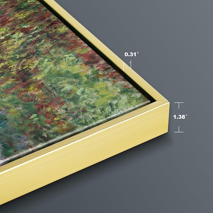 Wieco Art Framed Canvas Print Wall Art Irises in Monet's Garden,1900 by Claude Monet Impressionism Art Print Picture Artwork for Living Room Bedroom Home Kitchen Decorations