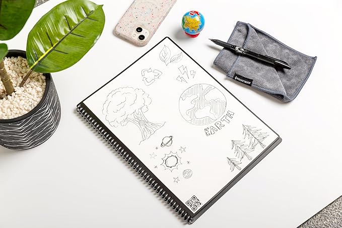 Rocketbook Core Reusable Spiral Notebook, Executive Size 6x8.8, Teal - Lined Pages, App-Connected, Erasable, Durable Cover, Ideal for School, Work, and Creative Projects