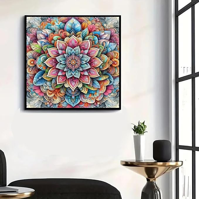 GXGLLPZBY Diamond Art Kits for Beginners,Mandala Diamond Painting Kits for Adult, 5D DIY Flower Full Drill Paint by Diamonds Dot Gem Art Painting Kits,for Home Wall Decor 13.8X13.8inch