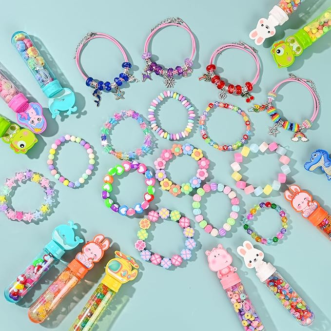 Ulema 24 Pack Return Gifts Charm Bracelet Jewelry Making Kit, Cartoon Arts Crafts Gifts Set, Can Inspires Imagination and Creativity, Goodie Bags Stuffers, Classroom Prize, Birthday Gift for Women.