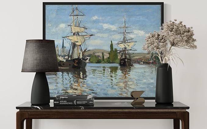 Ships Riding Claude Monet Wall Art Print Poster, Impressionist Painting Wall Art Wall Decor, for Bedroom and Living room Bathroom Decor 115 (Ships Riding, 8 x 10 inches, Black Frame)