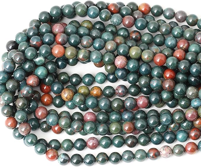 45PCS 8mm Natural Indian Bloodstone Round Loose Beads for Jewelry Making DIY Bracelet Necklace Materials 1 Strand 15"