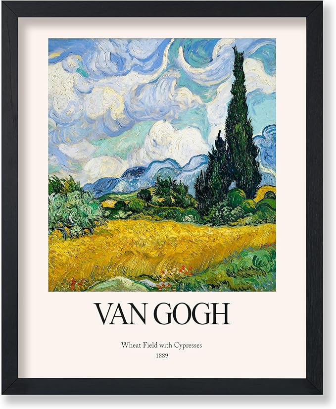 Monem Art Vintage Van Gogh Poster - Wheat Field With Cypresses Print - Impressionism Art - Celestial Art - Gift for Men & Women - Decor for Bedroom, Living Room or Dorm - 8x10 UNFRAMED Wall Art