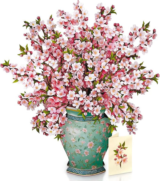 Freshcut Paper Pop Up Cards, Grande Japanese Cherry Blossoms, 18 Inch Life Sized Forever Flower Bouquet 3D Popup Greeting Card, Birthday Cards, Thank You Card, Blank Notecard & Envelope