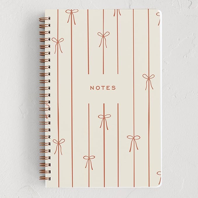 Minted Red Bow Notebook, Writing Journal for Notes & Journaling, Durable Acrylic Free Cover, Modern, Colorful & Simple Spiral Bound Journal Notebook with 80 Lined Pages, 5.5" x 8.5"