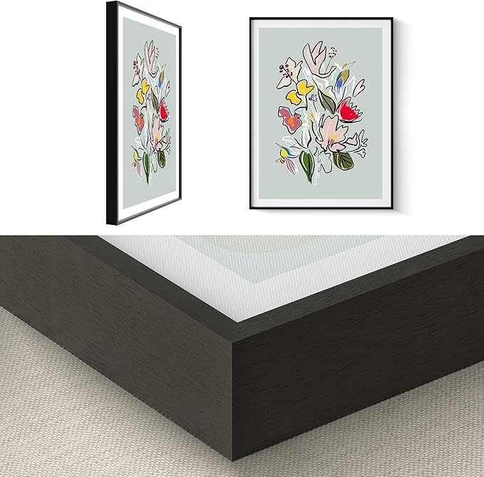 Abstract Floral Framed Wall Art for Bedroom, Colorful Botanical Canvas Prints, Hummingbird Painting Picture, Flower and Bird Wall Decor for Living Room Apartment Dorm Gallery, Hand-drawn Style Canvas Wall Art, Gifts for Friends & Family – 24" x 18"