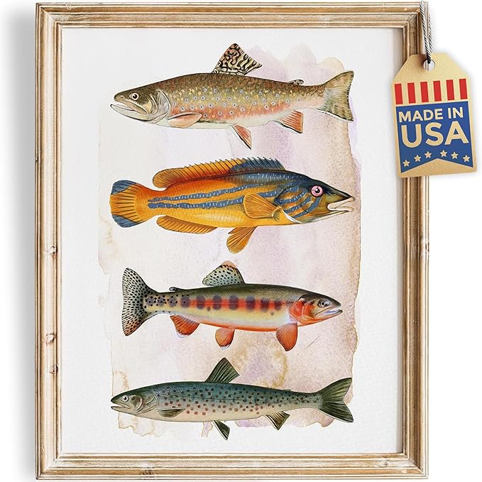 DREAM BIG PRINTABLES Vintage Fishing Decor Art Print - Unframed - 8x10 | Farmhouse Decor | Wall Art for Cabin, Lake House, or Fishing Enthusiast | Made in USA