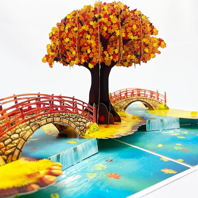 3D Pop Up Greeting Card – Handmade Maple Tree Card for Fall, Thanksgiving, Birthday, Anniversary – Laser Cut Autumn Card with Envelope – Unique Seasonal Gift for Men, Women, Friends, Family